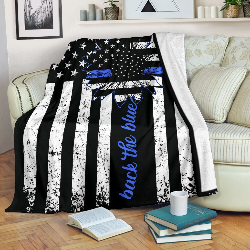 Back The Blue Usa Flag Fleece Blanket Gift For Men Fleece Blanket