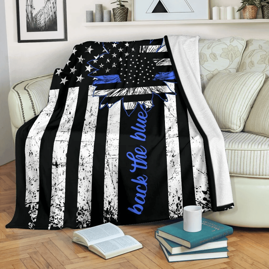 Back The Blue Usa Flag Fleece Blanket Gift For Men Fleece Blanket