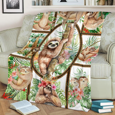 Doodle Sloth Fleece Blanket Gift For Sloth Lovers