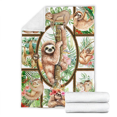 Doodle Sloth Fleece Blanket Gift For Sloth Lovers