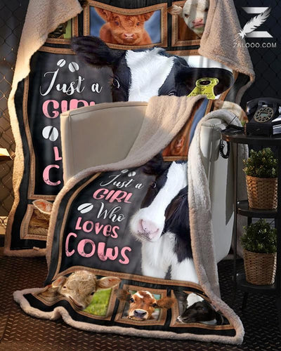 Customized Cow Blanket - Just A Girl Who Loves Cows