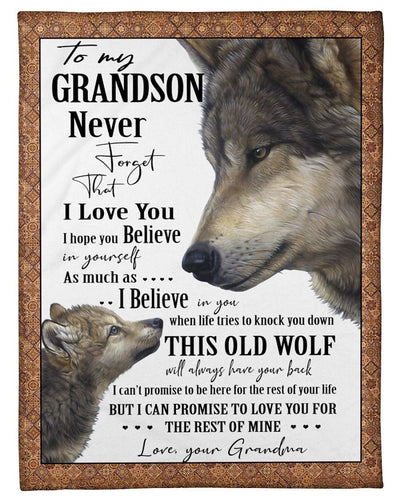 Never Forget That I Love You Quote Gift For Grandson From Grandma Fleece Blanket