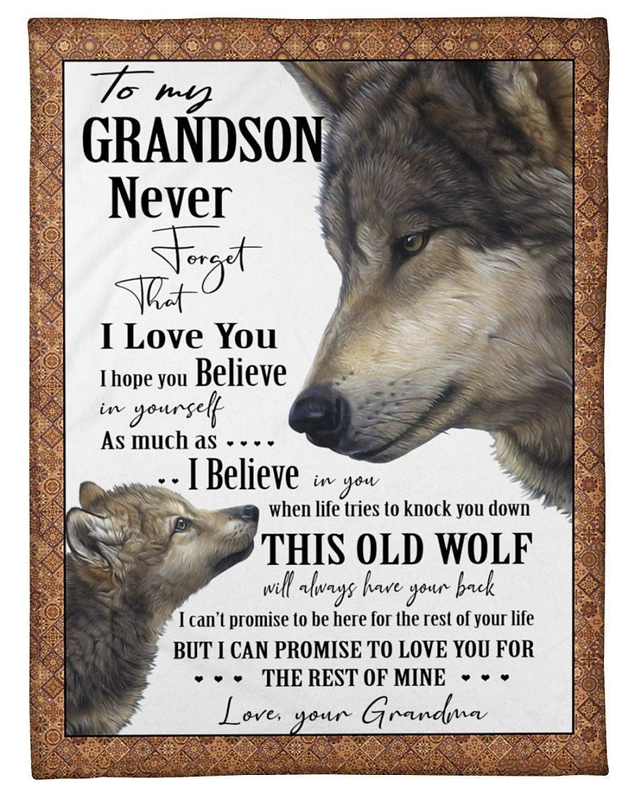 Never Forget That I Love You Quote Gift For Grandson From Grandma Fleece Blanket