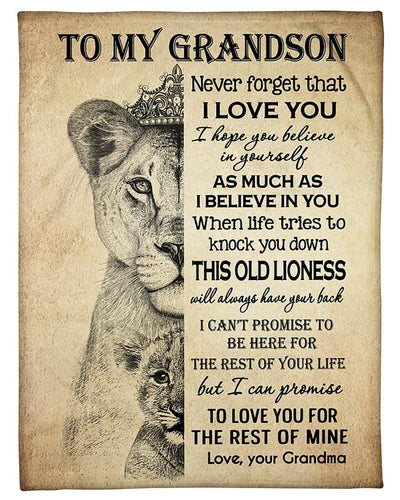 Never Forget That I Love You Quote Gift For Grandson From Grandma Fleece Blanket