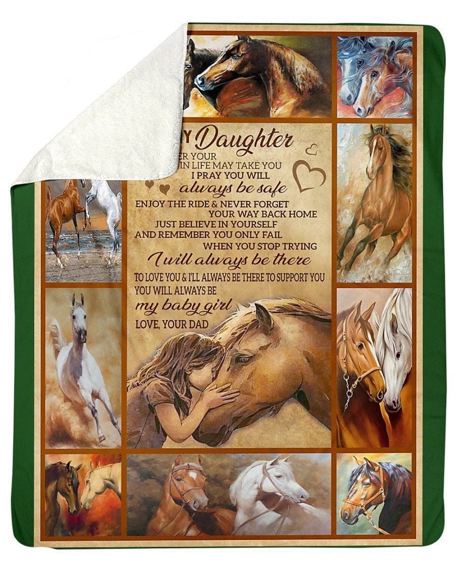To My Daughter-love Your Dad Gifts For Horse Lovers Fleece Blanket