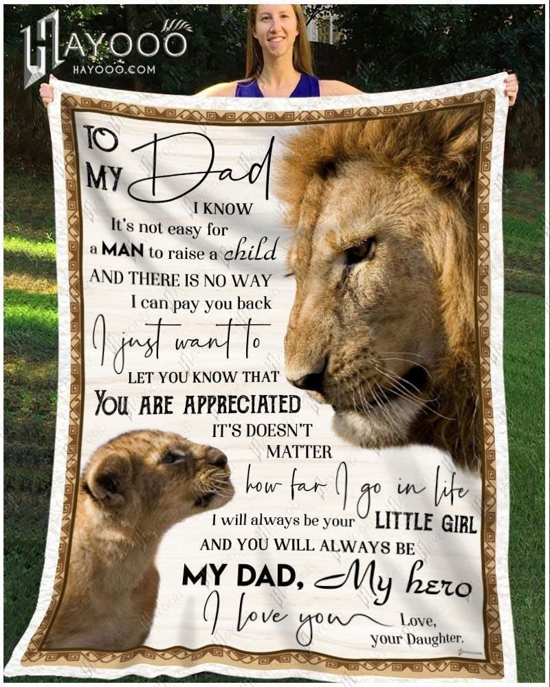 Fleece Blanket - Lion - To My Dad - My Hero
