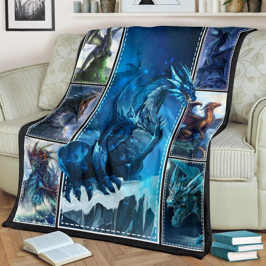 Gift For Dragon Lover Ice Dragon 3d Printed Fleece Blanket
