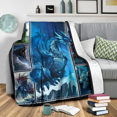 Gift For Dragon Lover Ice Dragon 3d Printed Fleece Blanket