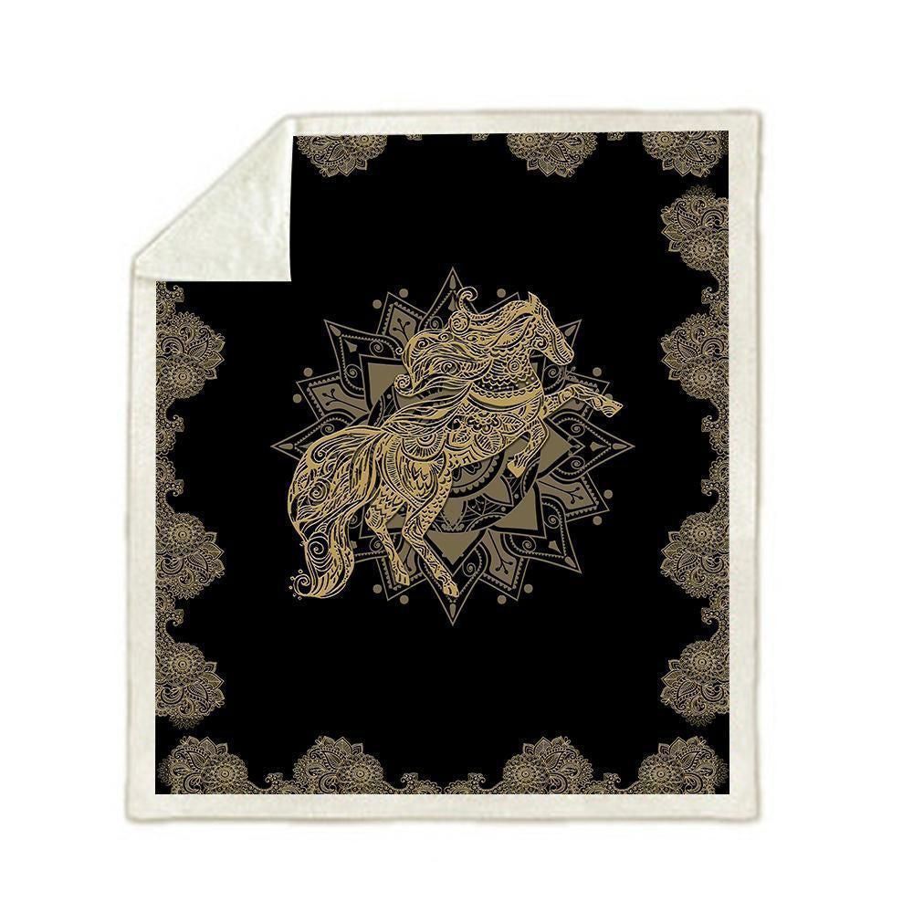 Gold Tattoo And Dungeon Dragon Printed Blanket