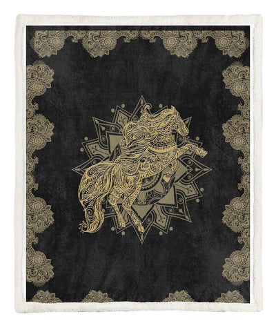 Gold Tattoo And Dungeon Dragon Printed Blanket
