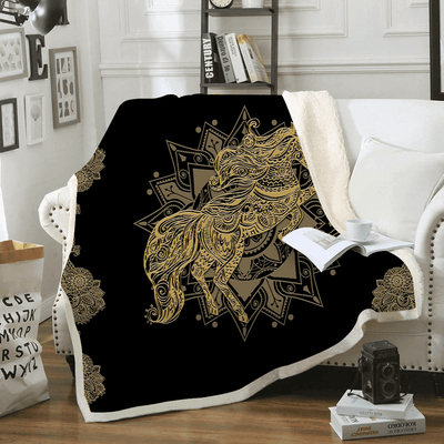 Gold Tattoo And Dungeon Dragon Printed Blanket