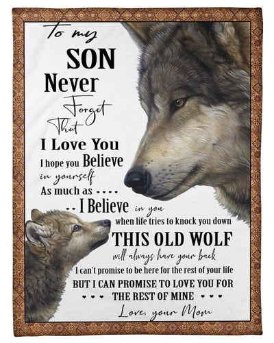 This Old Wolf Will Always Have Your Back Gift For Son Fleece Blanket