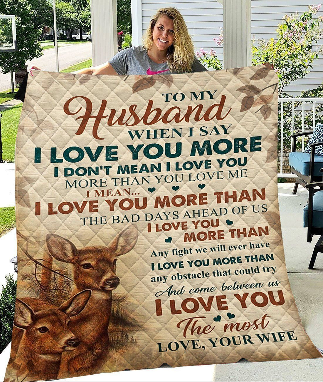 Reindeer Gift For My Husband I Love You The Most Fleece Blanket