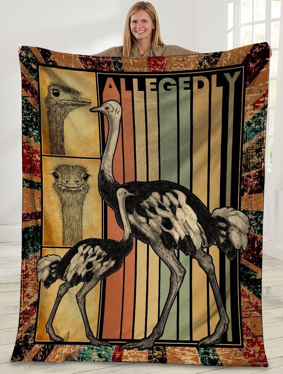 Allegedly 3d Ostrich Vintage Retro Fleece Blanket