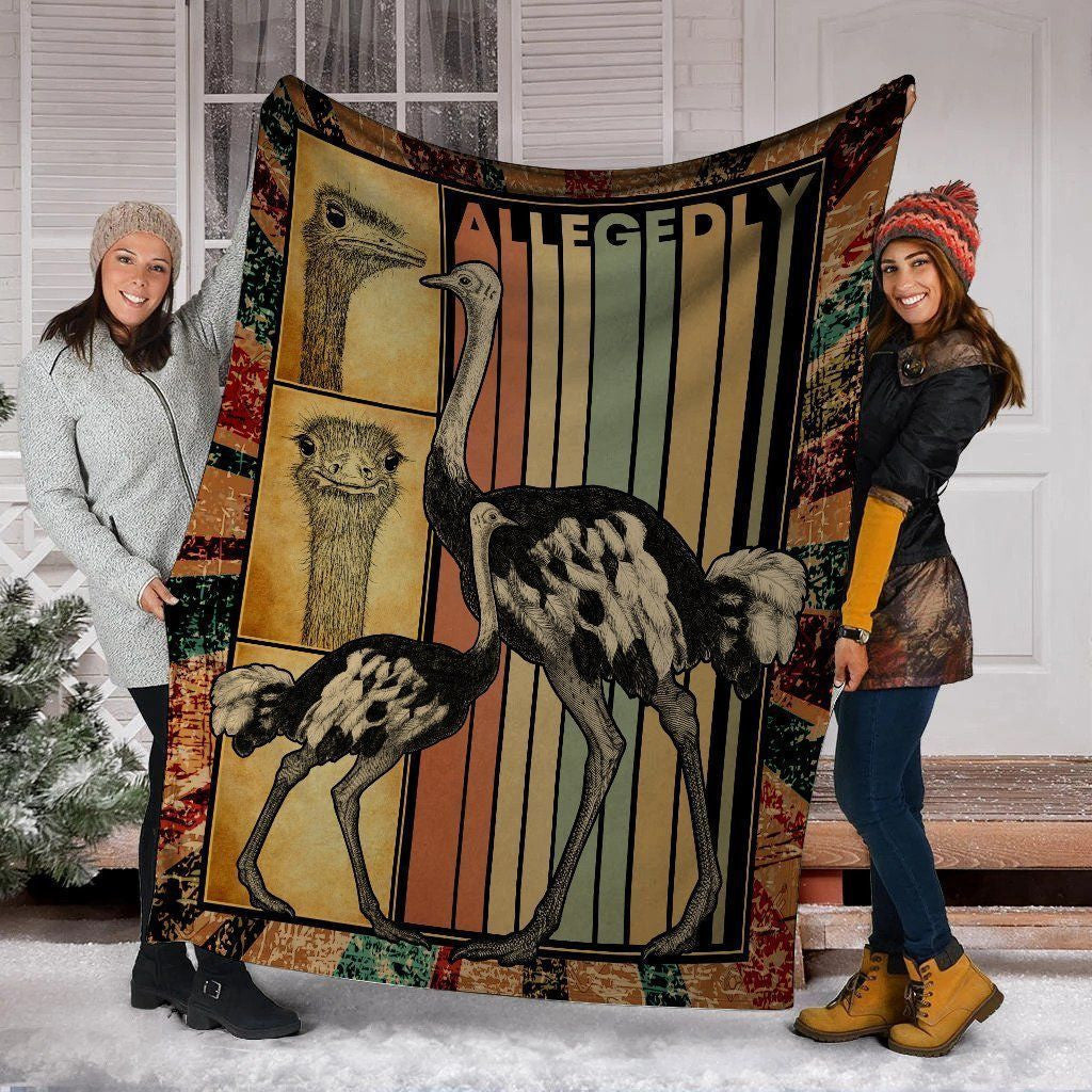 Allegedly 3d Ostrich Vintage Retro Fleece Blanket