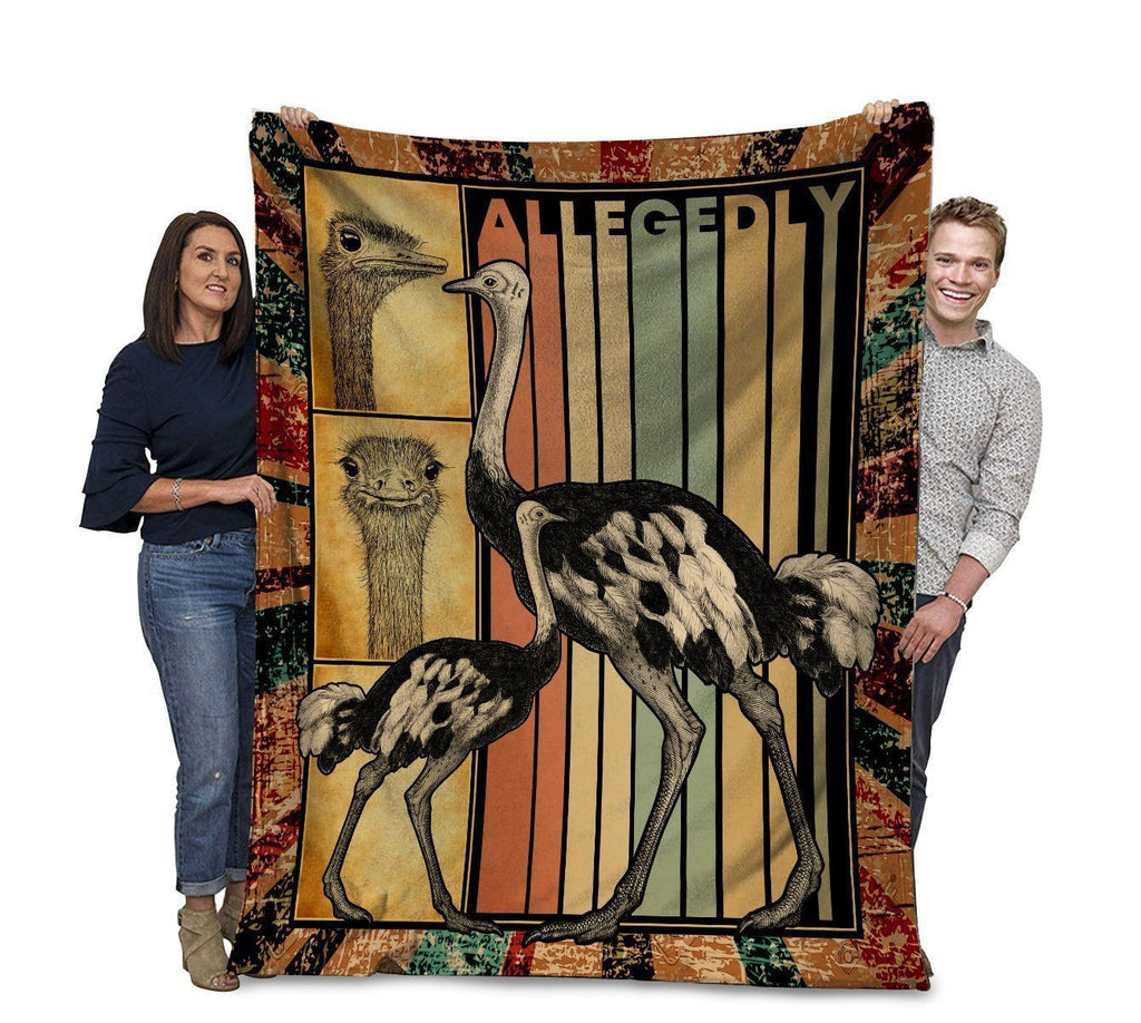 Allegedly 3d Ostrich Vintage Retro Fleece Blanket