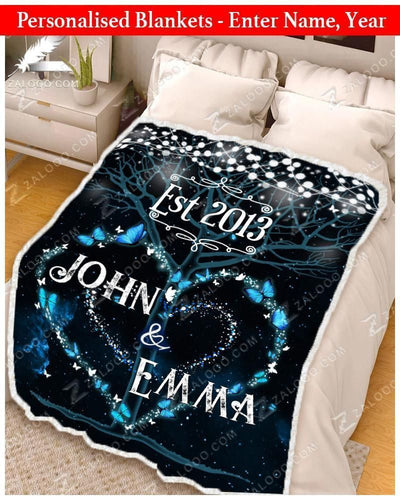 Personalised Blanket - Blue Butterfly