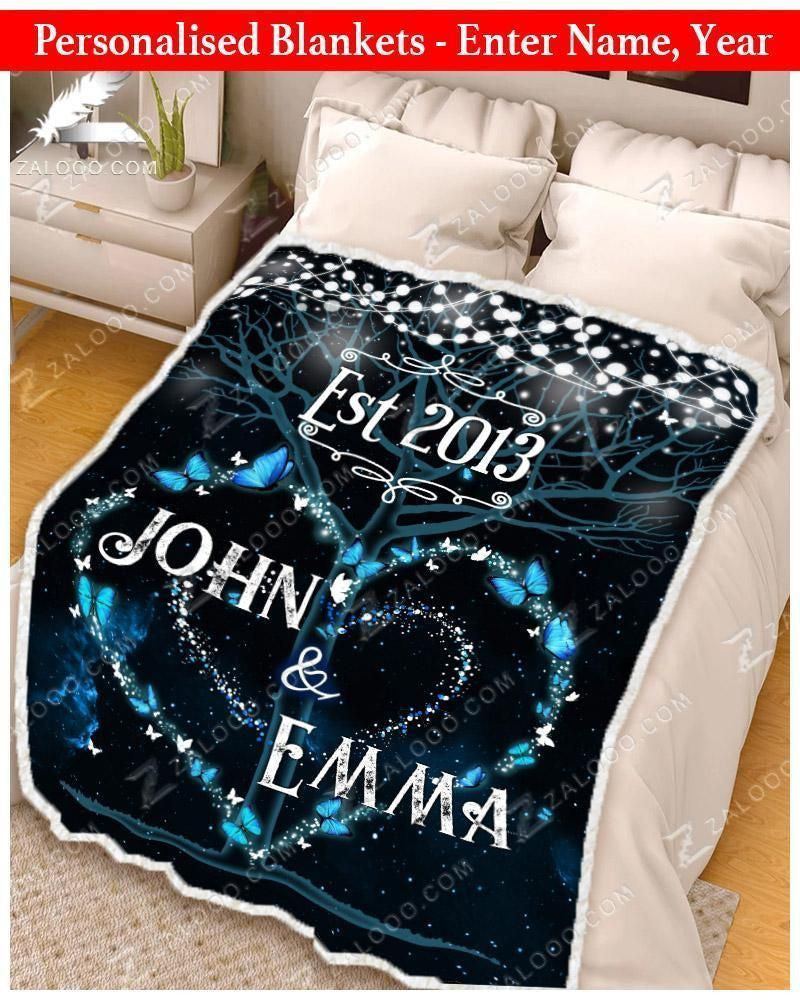 Personalised Blanket - Blue Butterfly