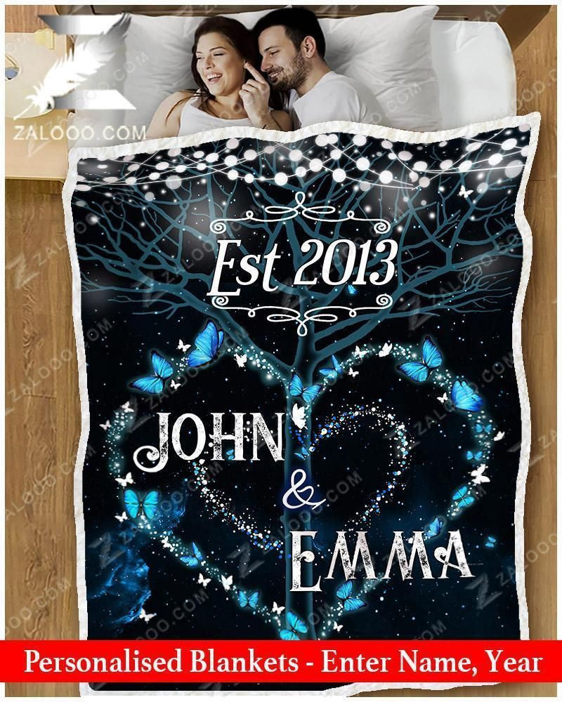 Personalised Blanket - Blue Butterfly