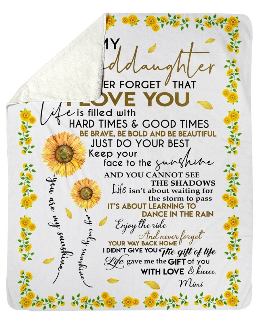 Perfect Gift For Granddaughter Who Loves Sunflower From Mimi With Love Fleece Blanket