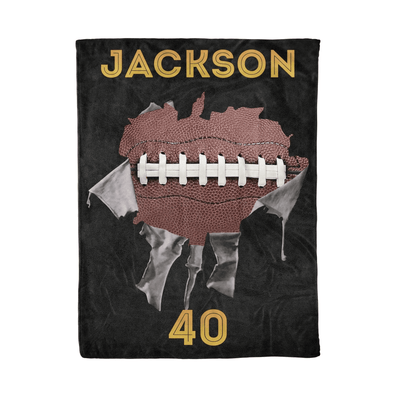 Custom Football Torn Fleece Blanket