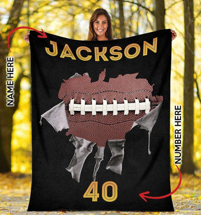 Custom Football Torn Fleece Blanket