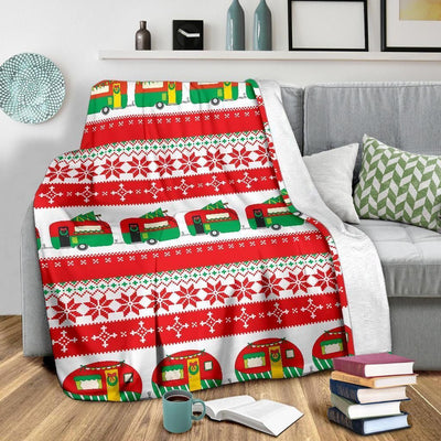 Camper Camping Ugly Christmas Design Print Soft Fleece Blanket