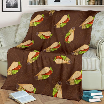 Taco Pattern Print Design Brown Fleece Blanket