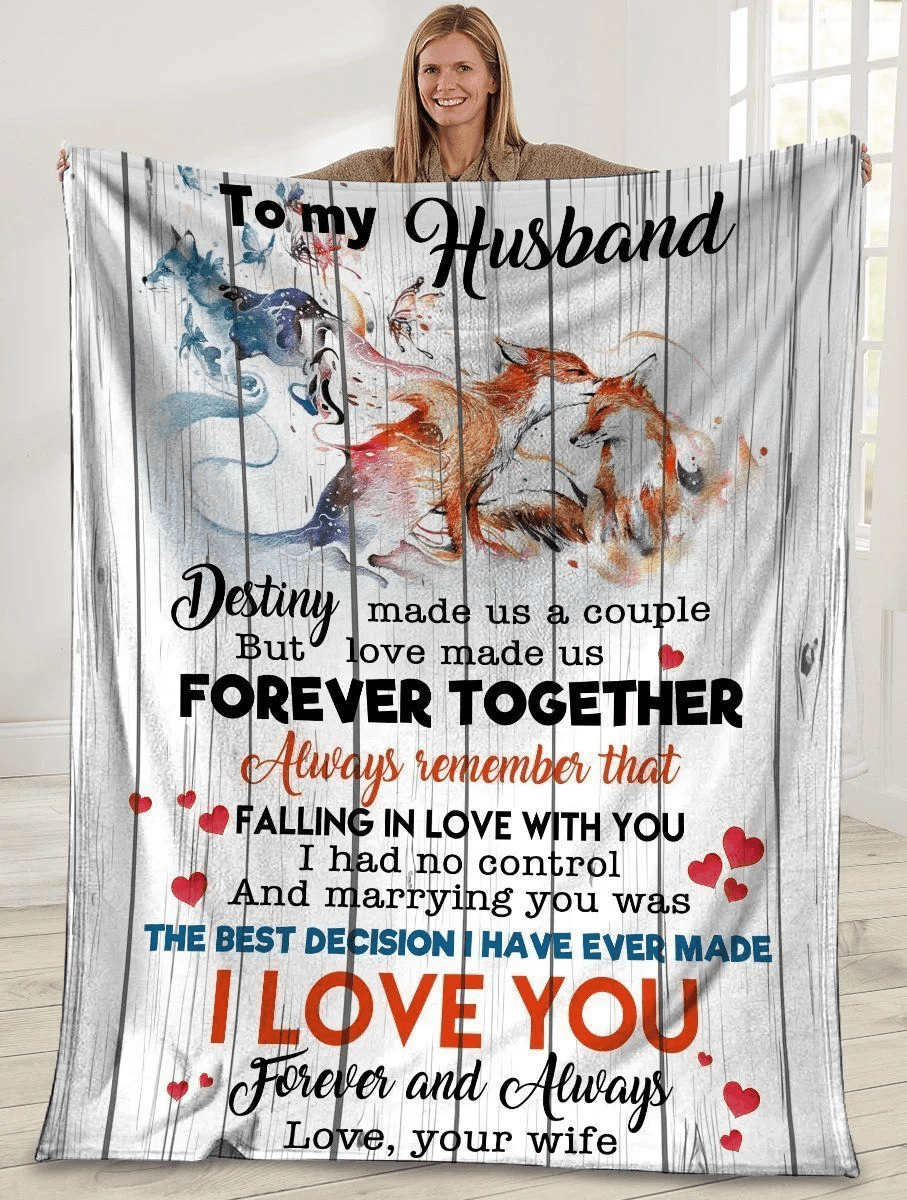 To My Husband Destiny Made Us A Couple Red Fox Soft Fleece Blanket