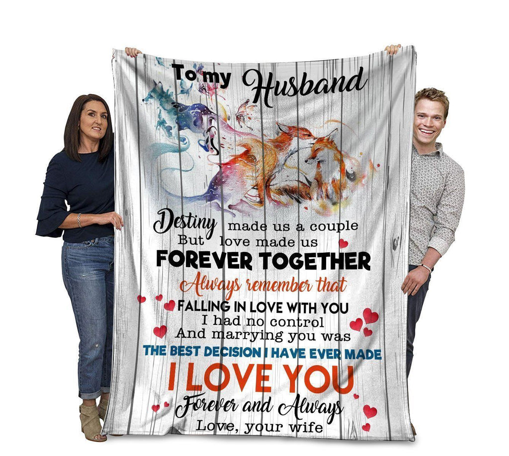 To My Husband Destiny Made Us A Couple Red Fox Soft Fleece Blanket
