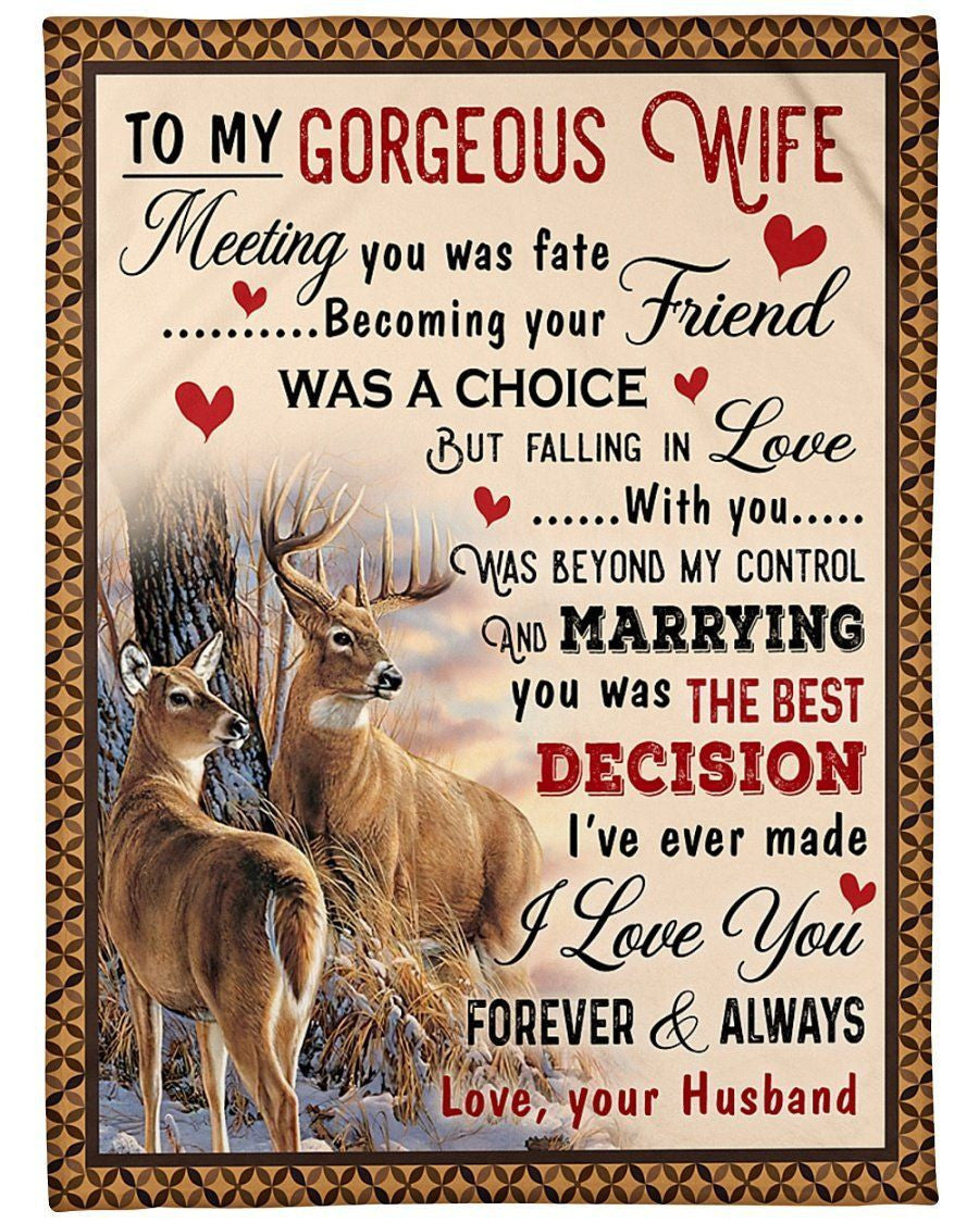 I Love You Forever Deer To Wife Fleece Blanket