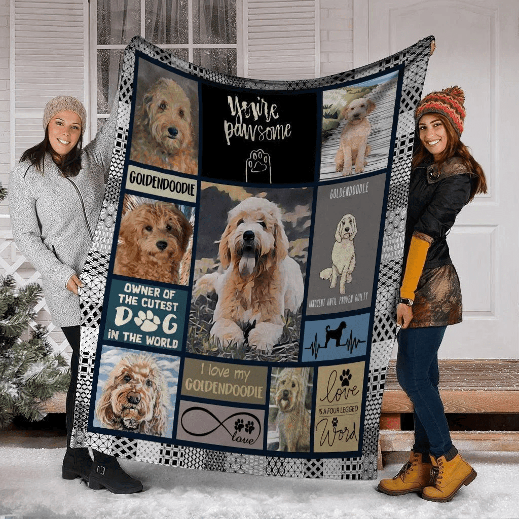 You're Pawsome Goldendoodle Doodle Dog Fleece Blanket