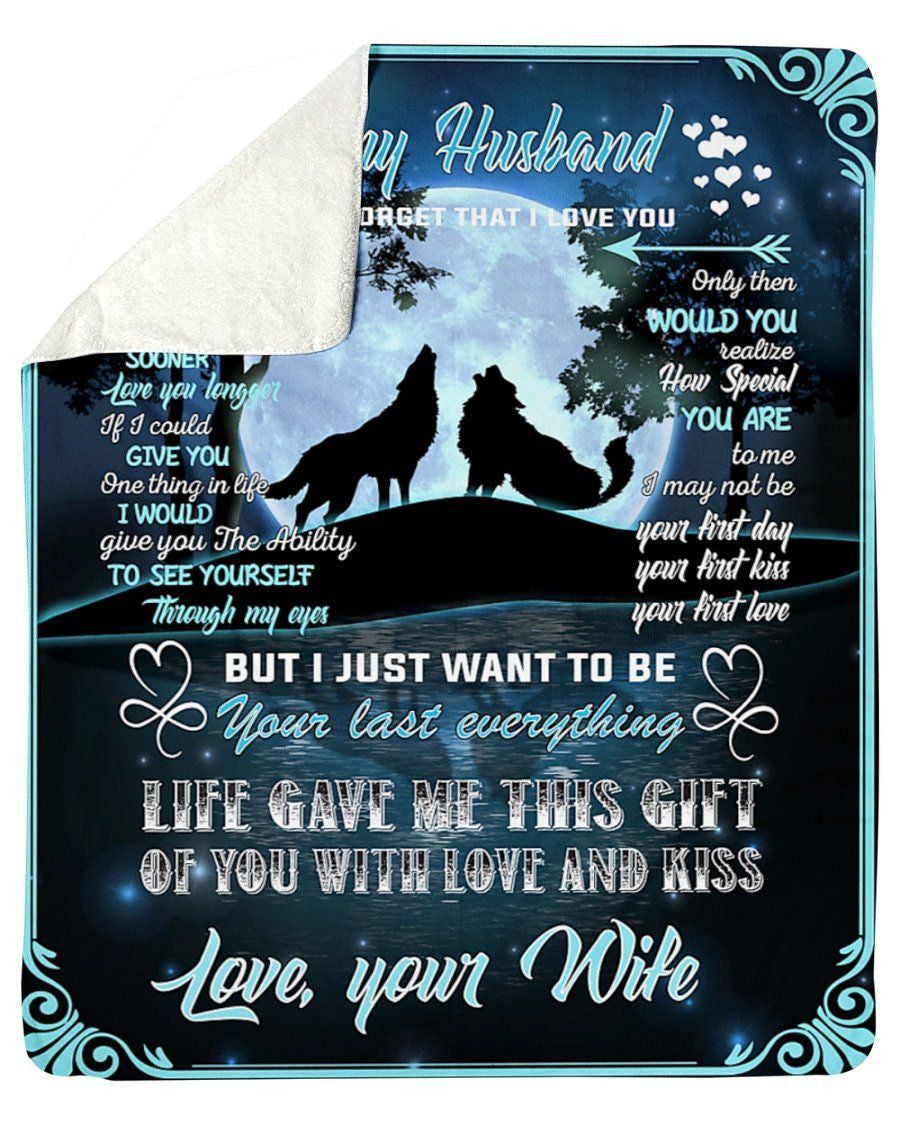 Woft Wife To My Husband Never Forget I Love You Fleece Blanket Sherpa Blanket