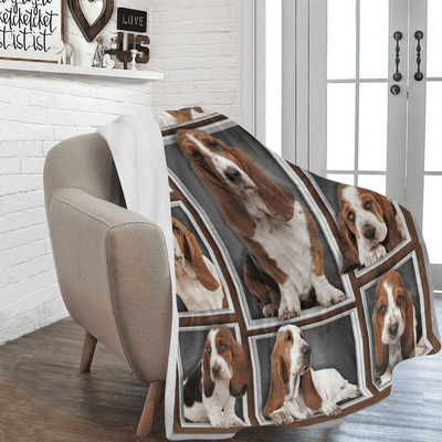 3d Basset Hound Gift For Basset Hound Lovers Fleece Blanket