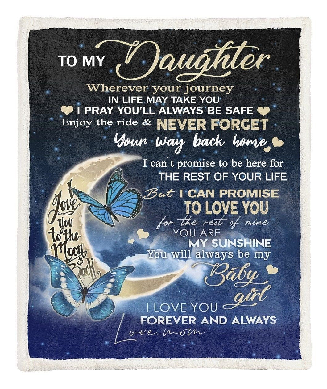 To My Daughter I Pray You Will Always Be Safe Printed Fleece Blanket