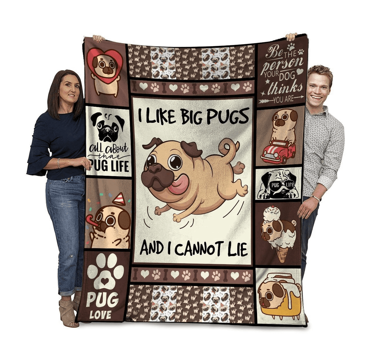 I Like Big Pugs And I Cannot Lie Pug Dog Fleece Blanket