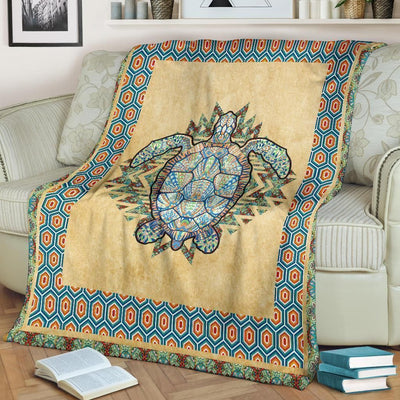 Graphic Art Turtle Fleece Blanket For Ocean Lovers