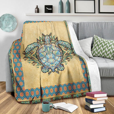 Graphic Art Turtle Fleece Blanket For Ocean Lovers