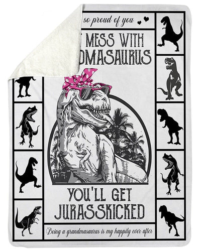Don't Mess With Grandmasaurus You'll Get Jurasskicked Gifts For Grandkids Fleece Blanket