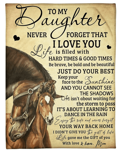 Love Message Of Mom To Daughter With Love Horse Fleece Blanket