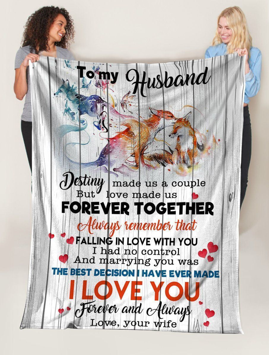 To My Husband Destiny Made Us A Couple Red Fox Fleece Blanket