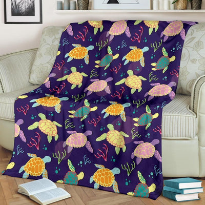 Seaweed Sea Turtle Color Smile Fleece Blanket