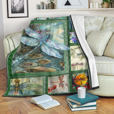 Graphic Dragonfly Frame Printed Fleece Blanket
