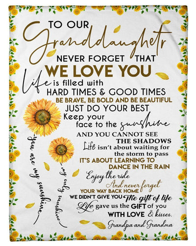 From Grandma With Lovely Messages To Granddaughter Who Loves Sunflower Fleece Blanket