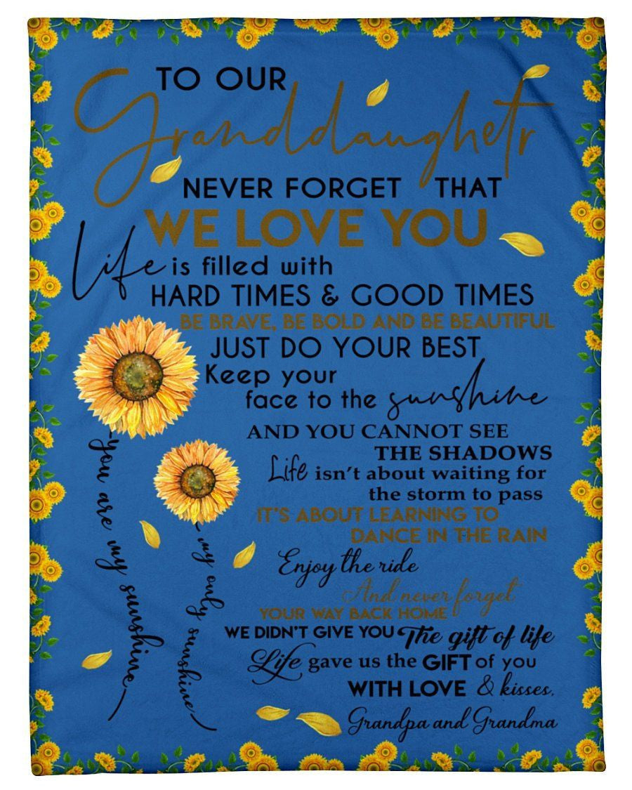 From Grandma With Lovely Messages To Granddaughter Who Loves Sunflower Fleece Blanket