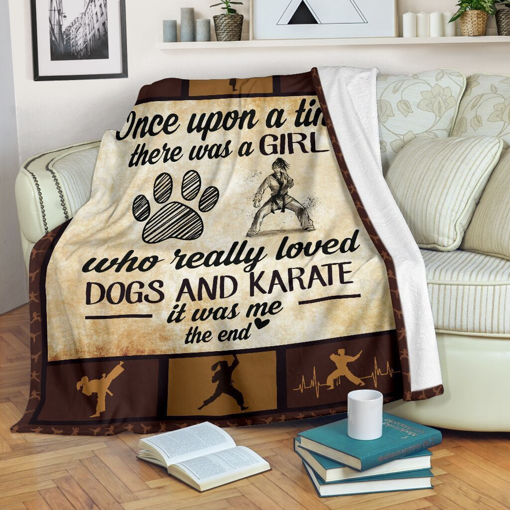 There Was A Girl Who Really Loved Dogs And Karate Fleece Blanket Fleece Blanket