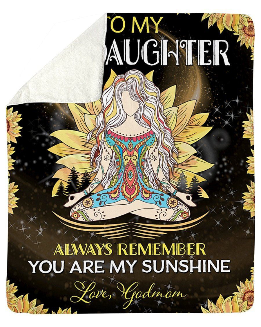Godmom Gift To Goddaughter You Are My Sunshine Fleece Blanket Sherpa Blanket