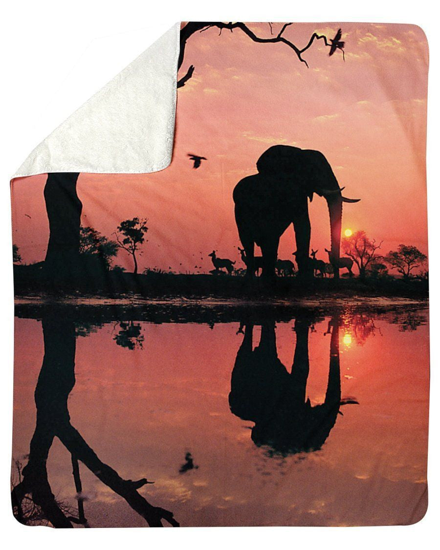 Elephant Sunset Beautiful Gifts Idea Fleece Blanket