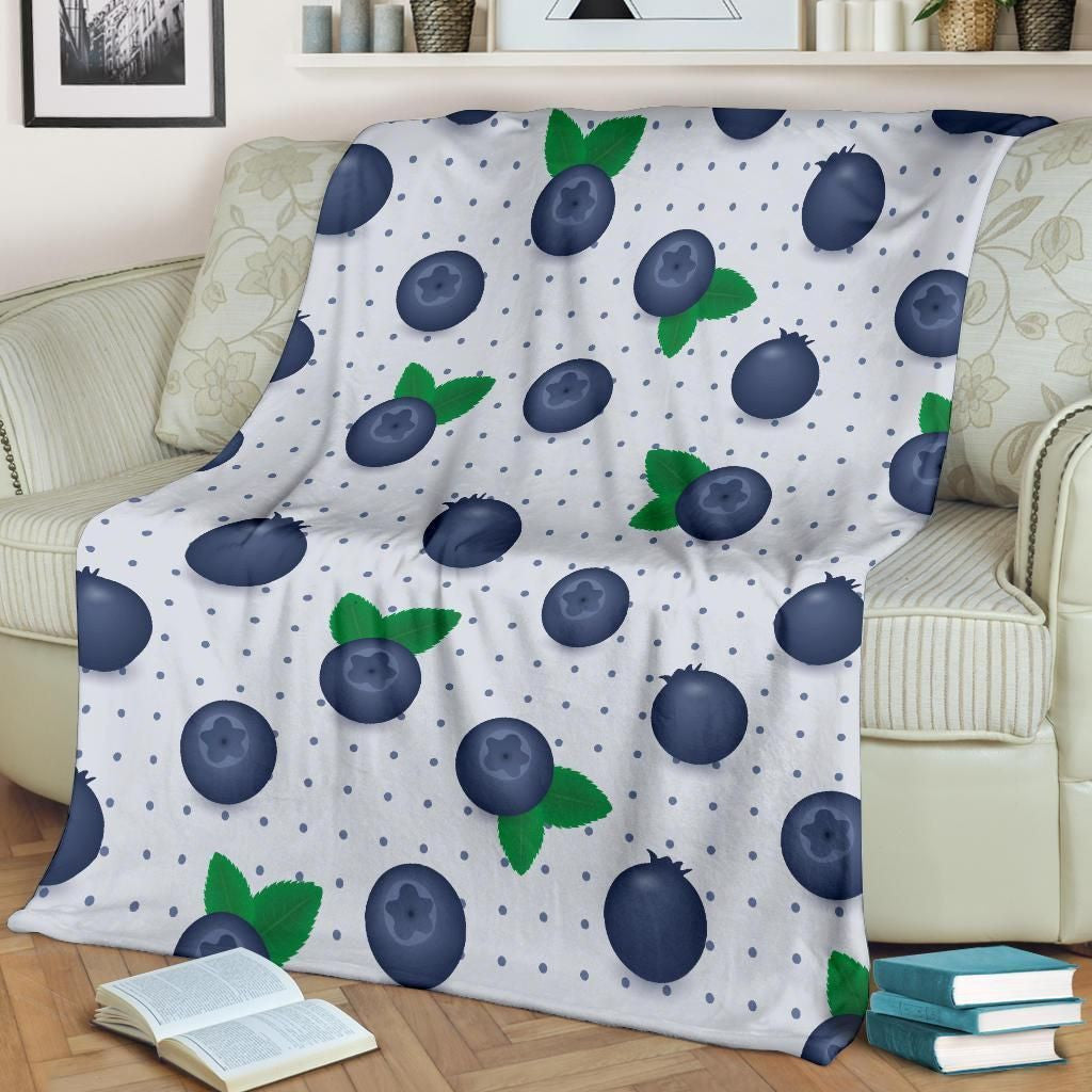 Blueberry Pattern Print Design Dot Fleece Blanket