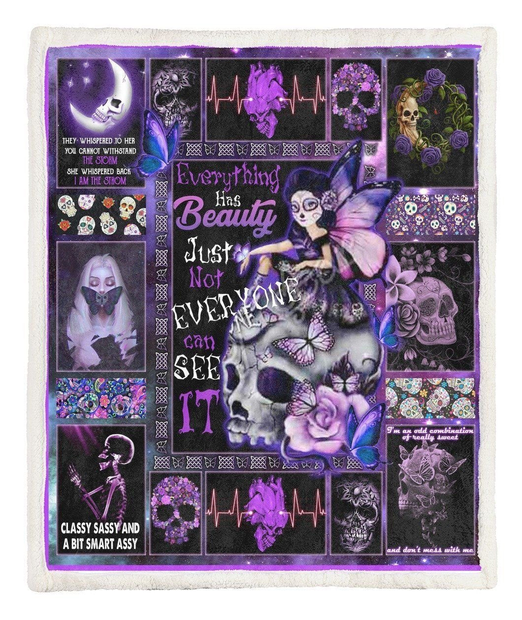 Purple Skull Queen Happy Halloween Day Gift Fleece Blanket